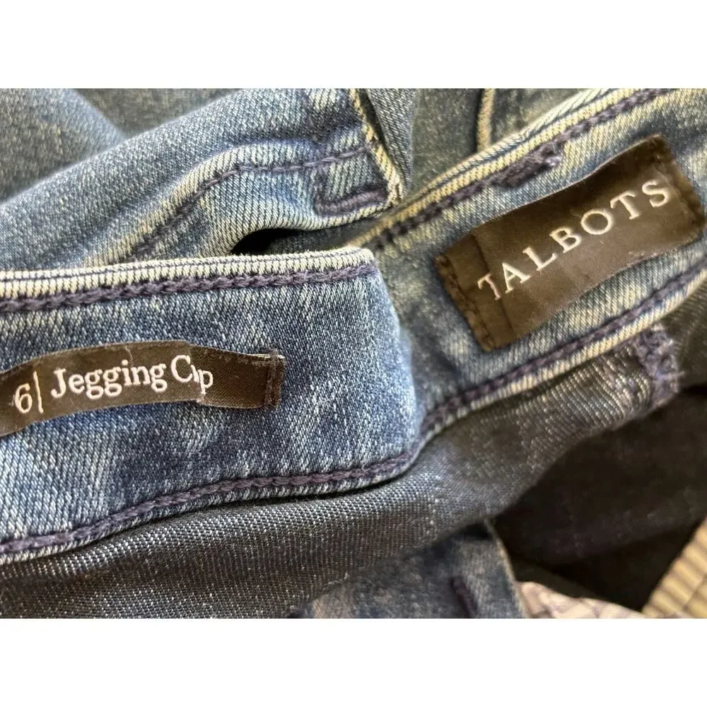 Talbots Jegging Crop Jeans Womens Size 6 Blue Mid Rise Denim Stretch *READ